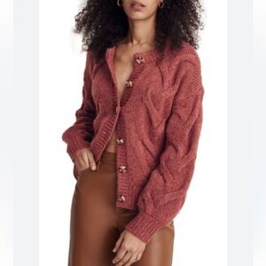 Madewell Cableknit Ashmont Button Down Wool Blend Sweater